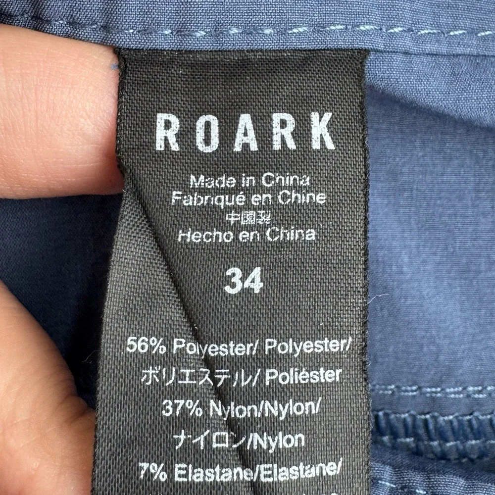 Roark Explorer 2.0 Shorts Men's 34 Blue Sun Faded Hybrid Stretch Hiking Swim Zip